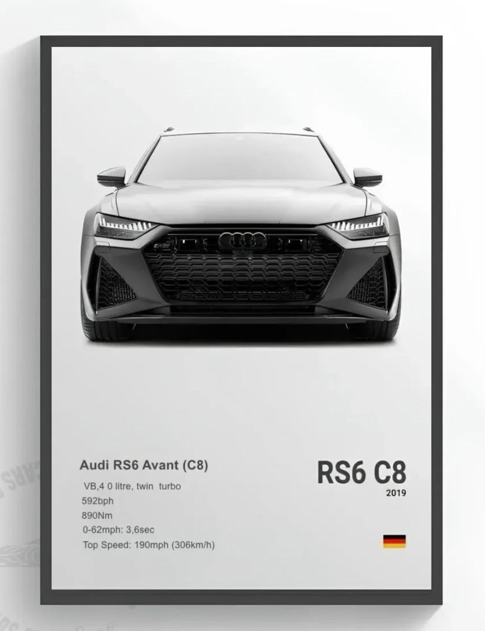 Premium Car Frames Set (7 PCS) – A3 + A4 Minimal Automotive Wall Art