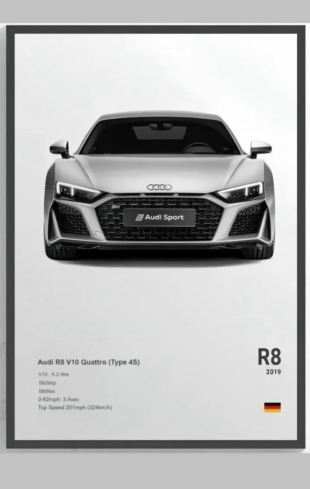 Premium Car Frames Set (7 PCS) – A3 + A4 Minimal Automotive Wall Art
