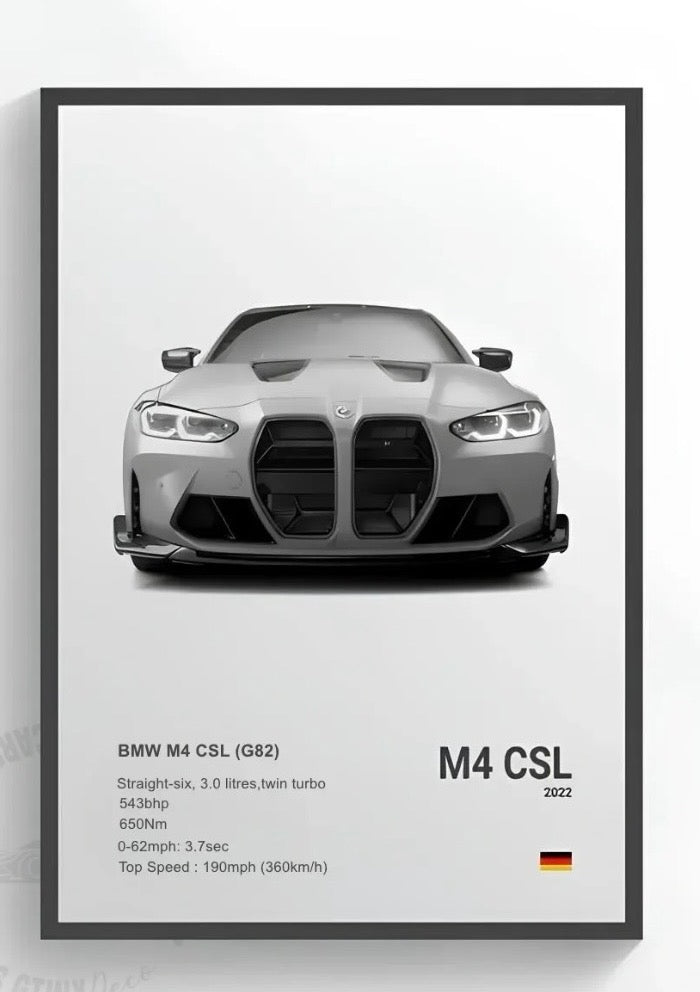 Premium Car Frames Set (7 PCS) – A3 + A4 Minimal Automotive Wall Art