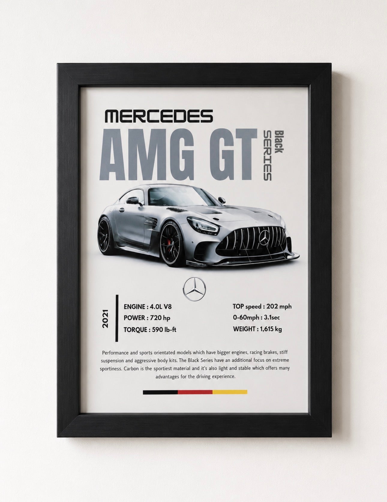 Mercedes-AMG GT Black Series Framed Wall Art | Premium Car Wall Frame | Hajat & Co