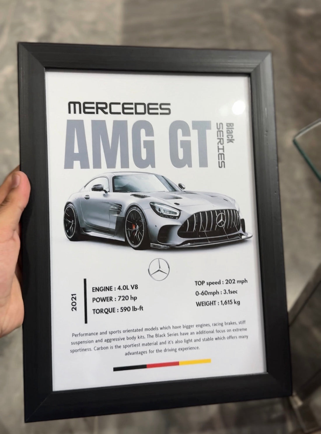 Mercedes-AMG GT Black Series Framed Wall Art | Premium Car Wall Frame | Hajat & Co