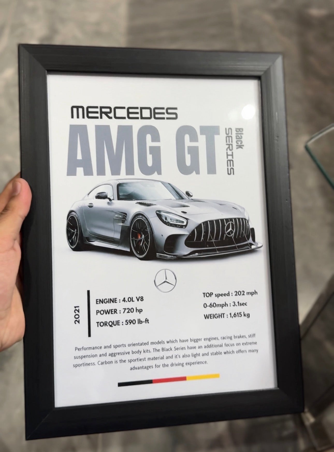 Mercedes-AMG GT Black Series Framed Wall Art | Premium Car Wall Frame | Hajat & Co