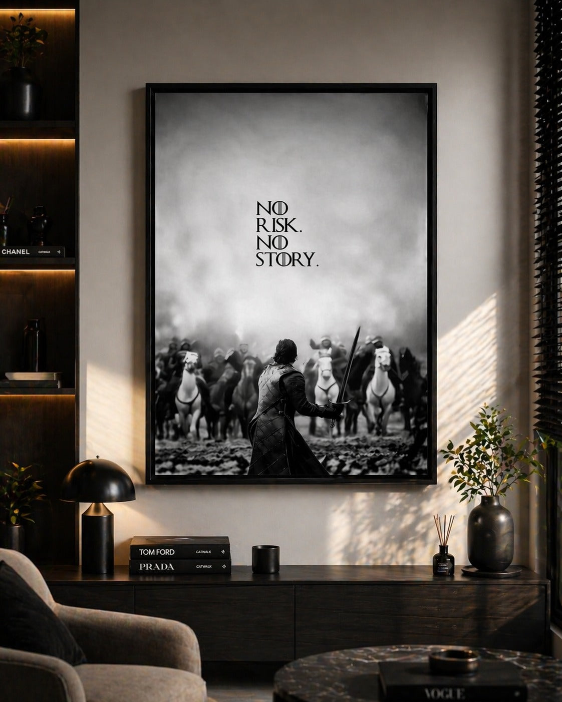 No Risk No Story Poster – Bold Motivation Wall Art | Hajat & Co