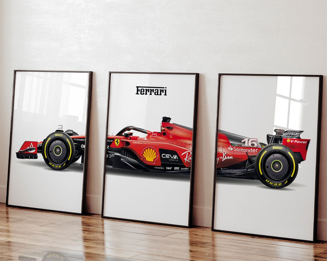 Ferrari F1 Poster Set (3 PCS) – Premium Racing Wall Art | Hajat & Co