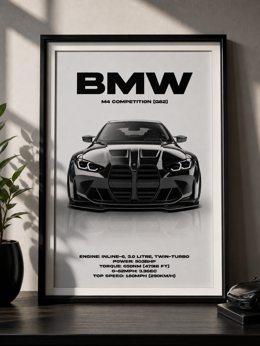 BMW M4 Competition Poster – Minimal Luxury Car Wall Art | Hajat & Co